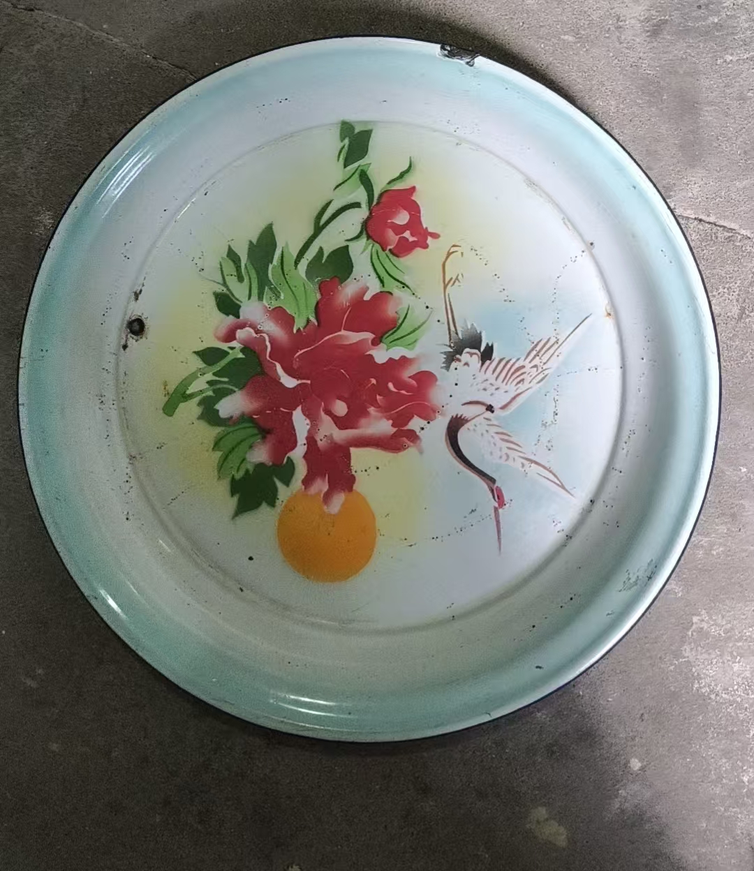 立鹤牌搪瓷盘