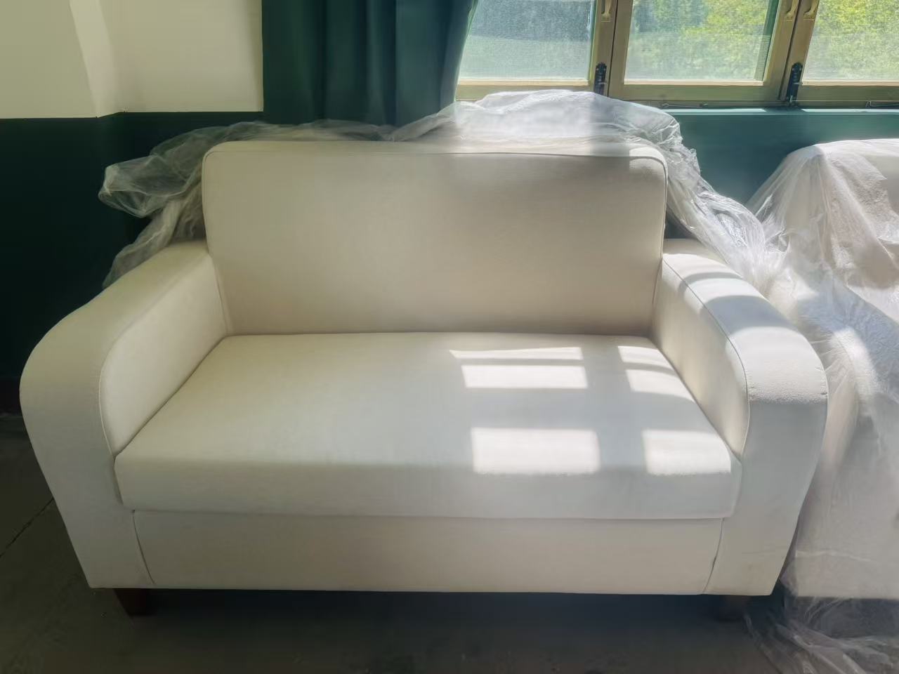 双人木质布艺沙发