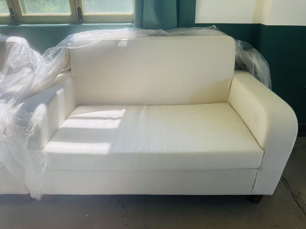 双人木质布艺沙发
