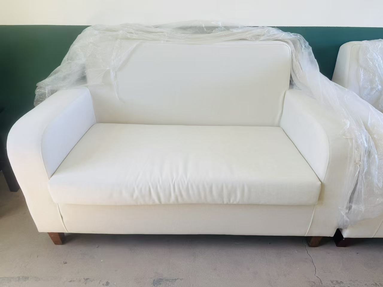 双人木质布艺沙发