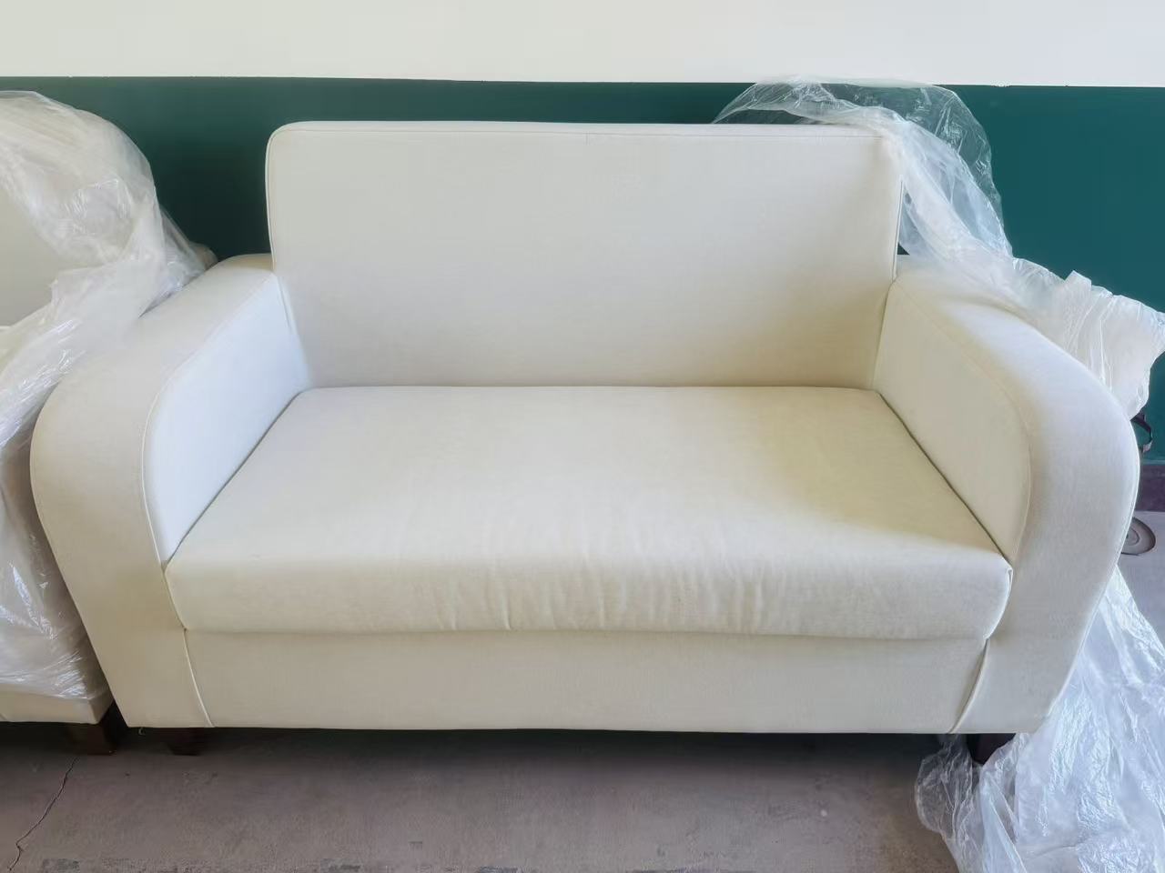双人木质布艺沙发