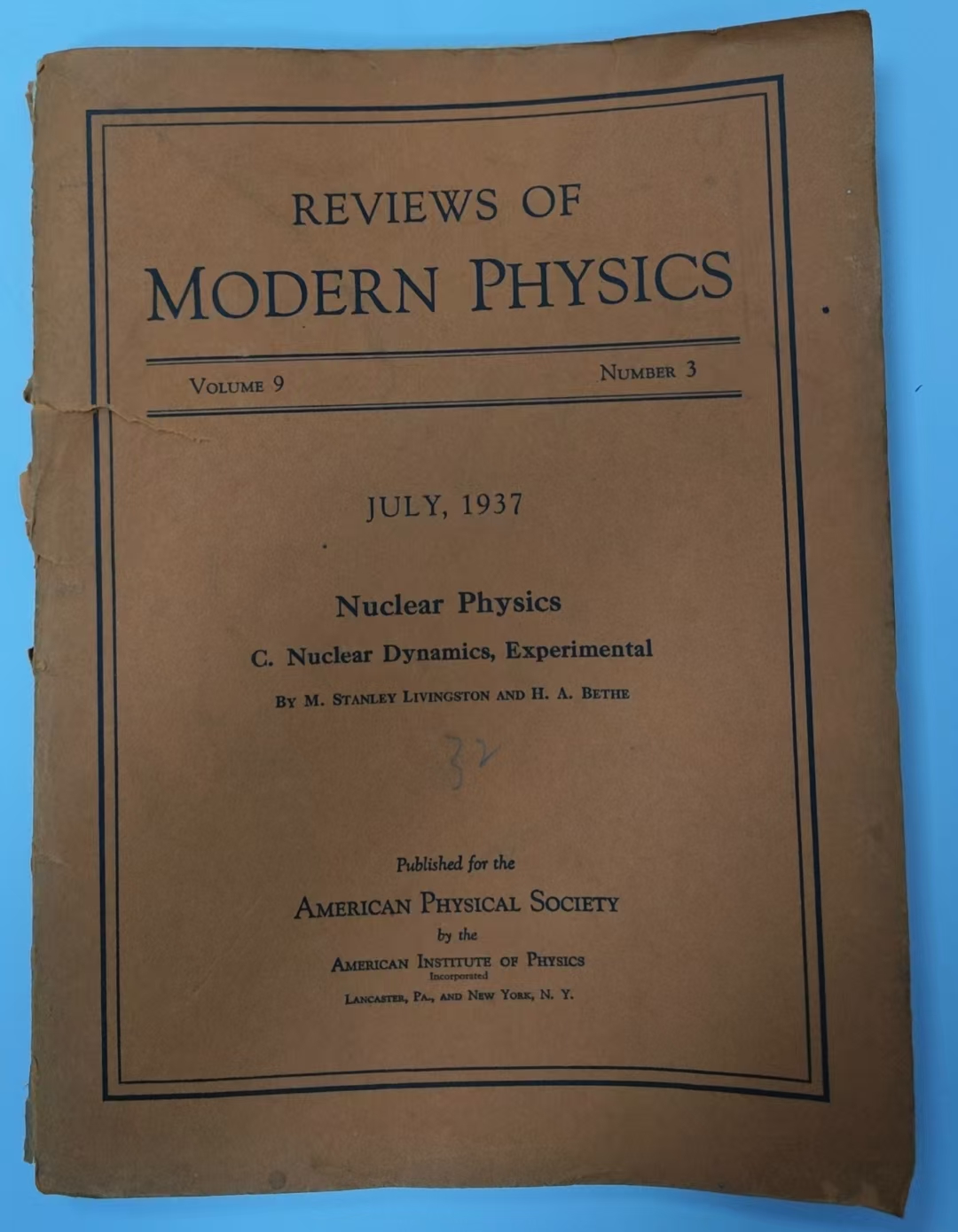 REVIEWS OF MODERN PHYSICS
Volume 9 Number 3