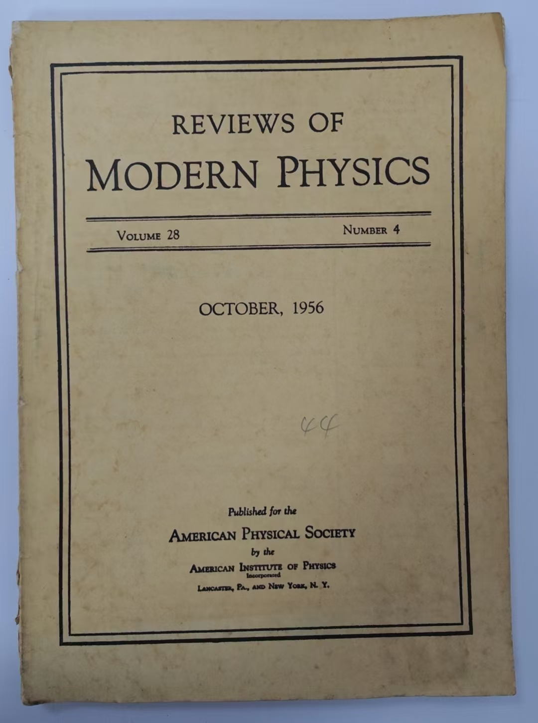 REVIEWS OF MODERN   PHYSICS VOLUME 28 NUMBER 4