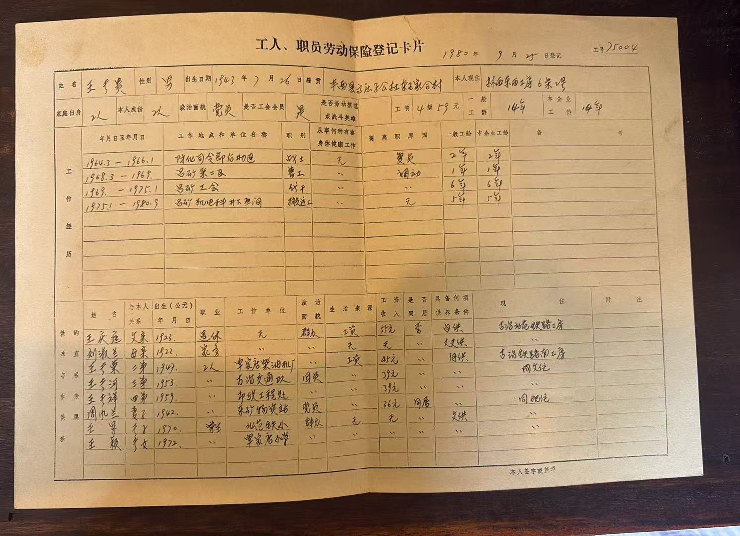 工会会员登记表
