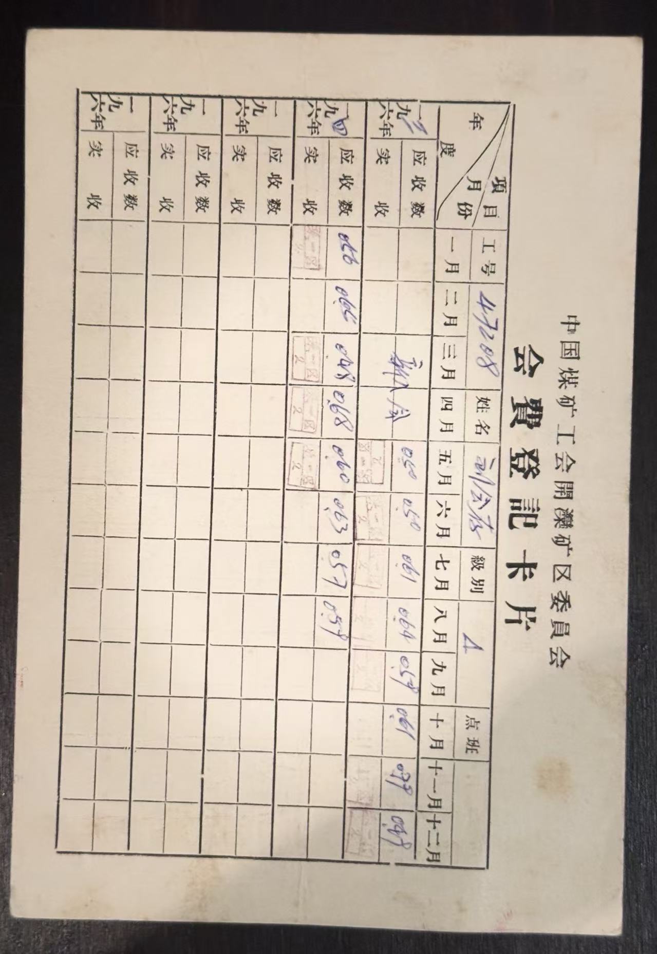 会员登记卡片