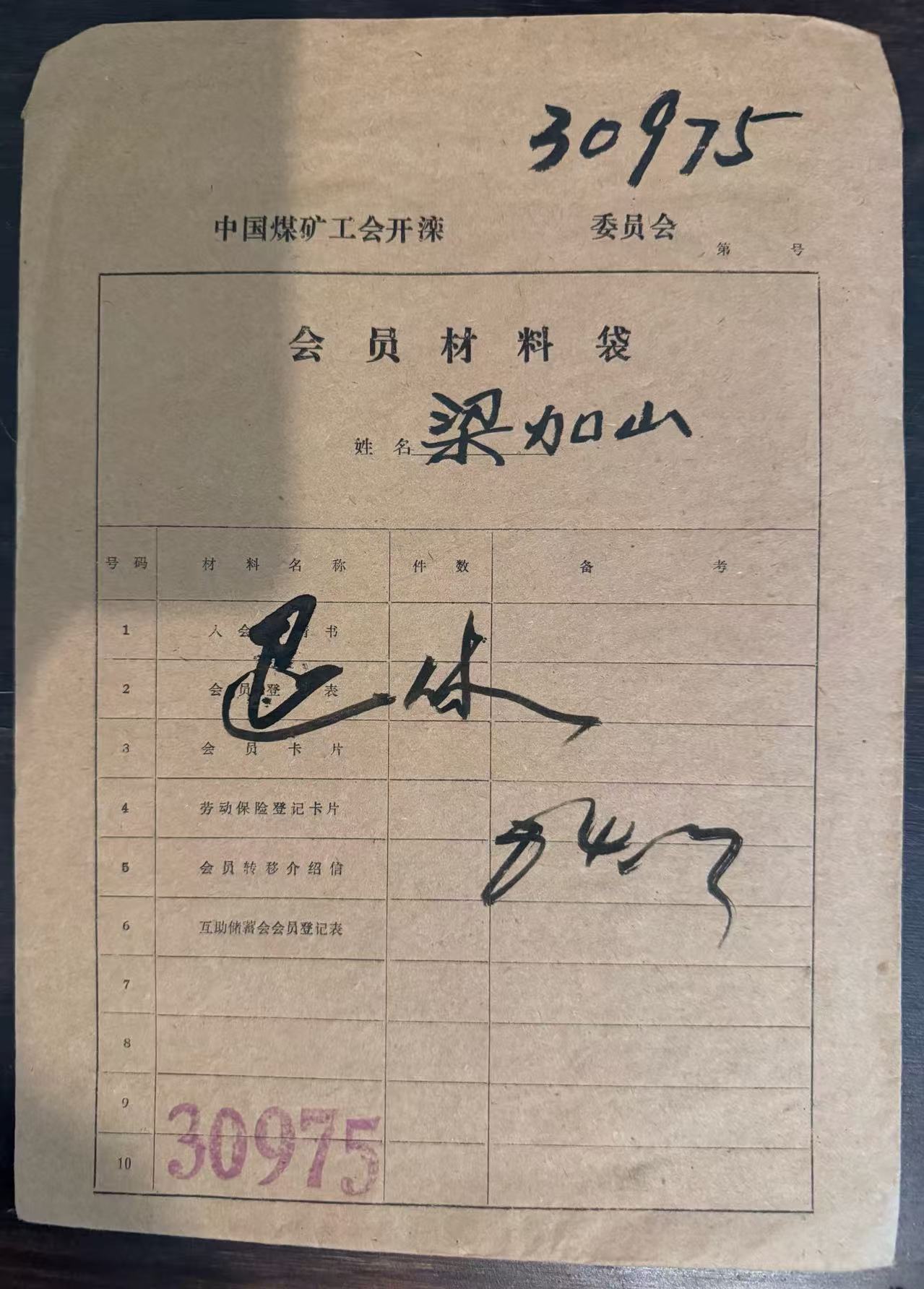 中国煤矿工会开滦委员会会员材料袋